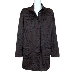 Chico’s Brown and Black Rohr Animal Topper Jacket Jacaranda Size 3/XL NWT